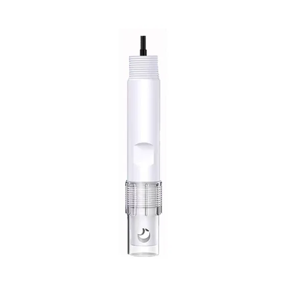 Industrial ORP sensor with a white plastic body and clear sensing tip